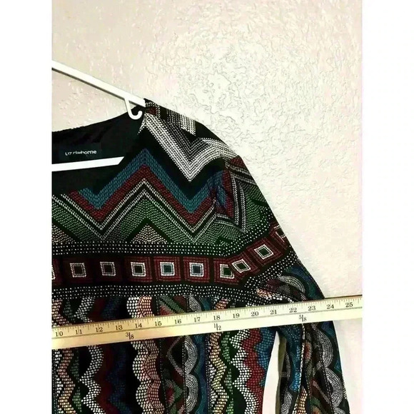 Liz Claiborne Geometric Print Midi Dress Multicolor Plus Size 18 Half Sleeve EUC - Picture 7 of 10